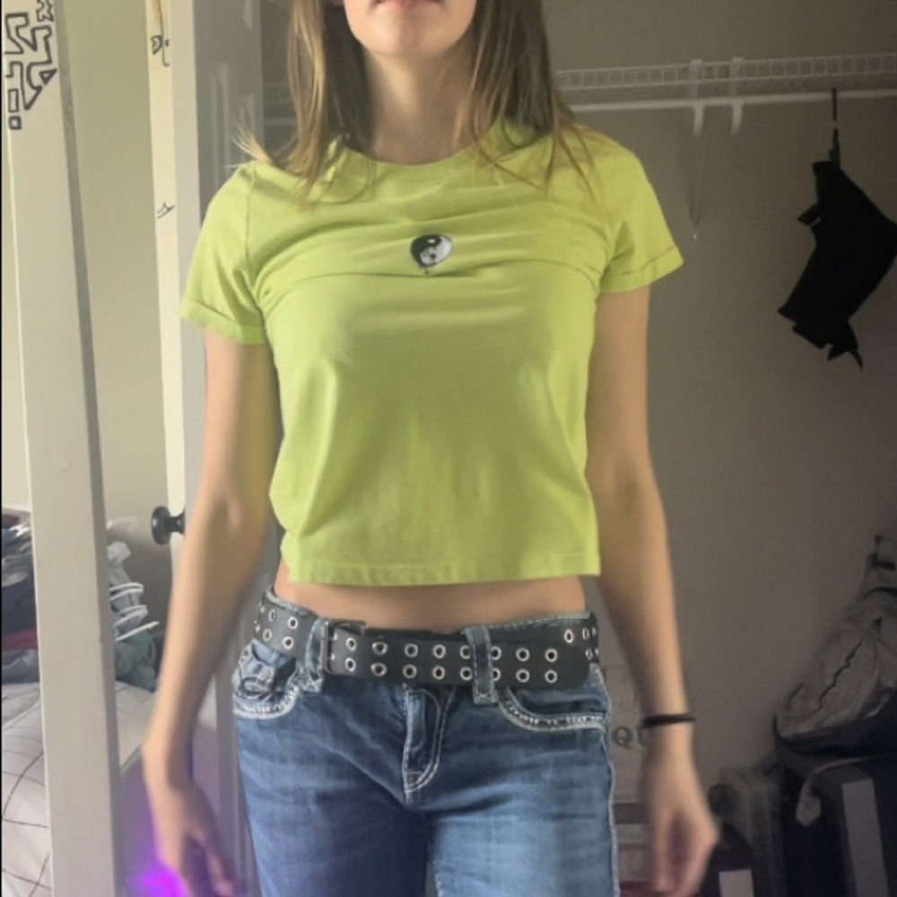 Green tank top Yin and yang print